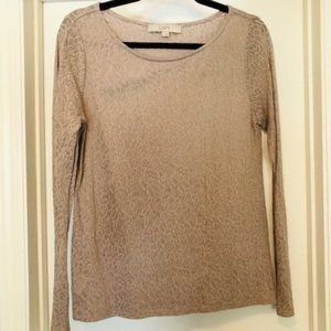 LOFT Tan Lace Long Sleeve Top